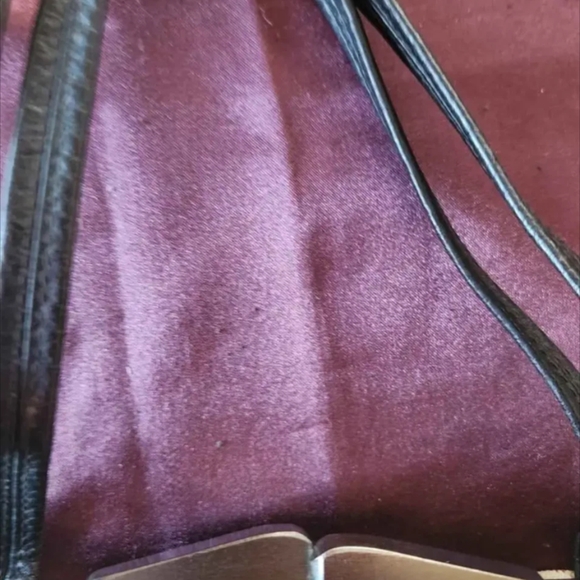 Vintage 1940s-1950s Cloth Leather Gunmetal Shoulder Bag Purse - Picture 6 of 8